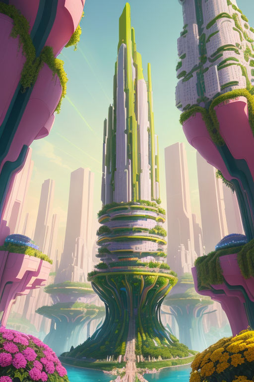 organic solarpunk art nouveau city - Playground