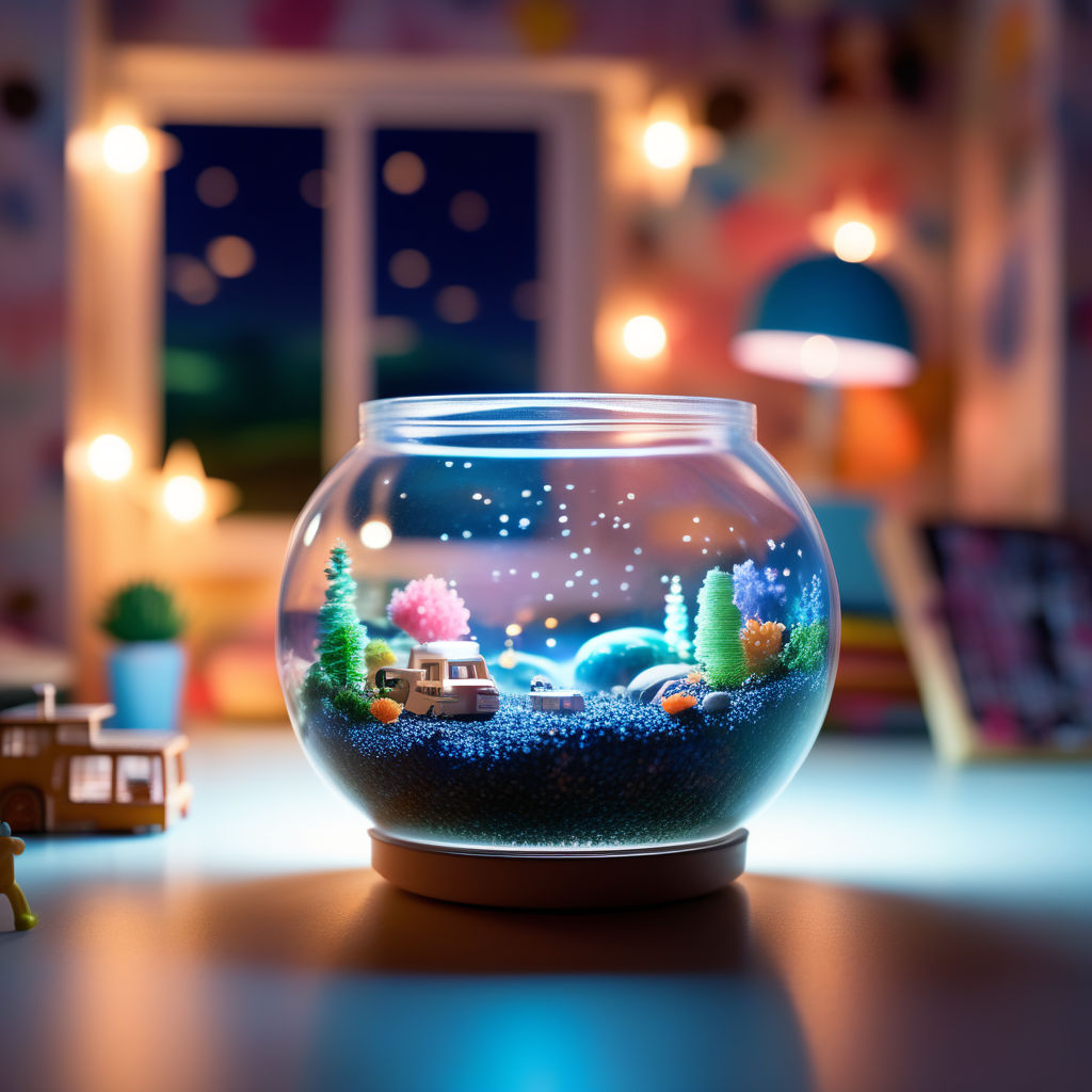 miniature fish tank casting a soft glow - Playground