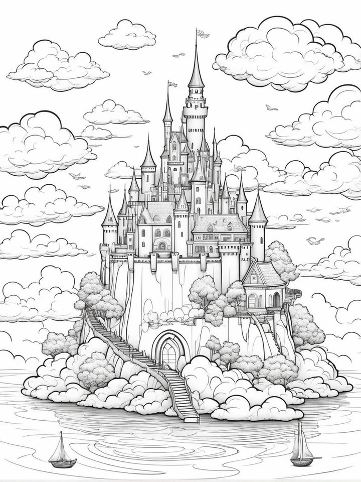 Sketch of a castle on a cliff - Stock Illustration [108522418] - PIXTA