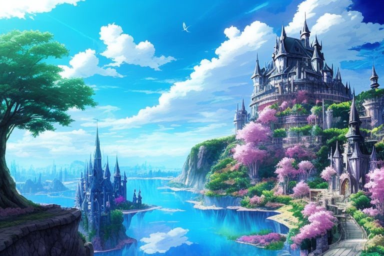 pretty white fantasy castle, full view, from afar, 132k by artist 