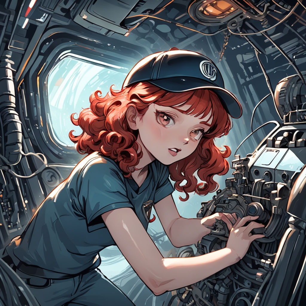 Muscular wasteland girl with mechanic goggles in anime style on Craiyon