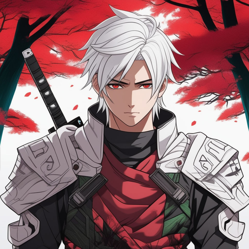 anime male ninja with white hair