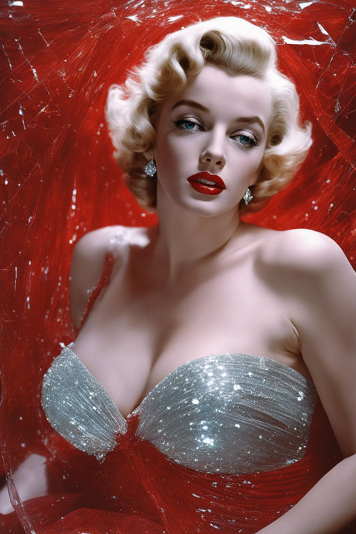 3D Marilyn Monroe with large breast and large waste in shiny