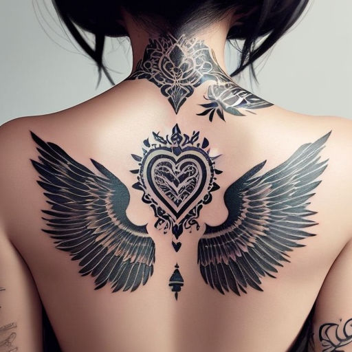 simple wing tattoo designs for girls on back