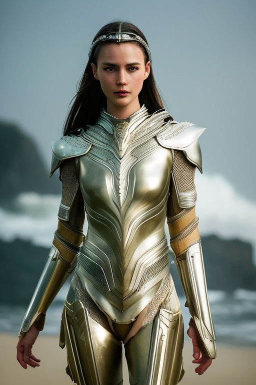 Free Photos - A Woman Wearing A Skin-tight Suit Of Armor, Which Is Adorned  With A Visually Appealing Silver And Blue Design. She Appears To Be A  Warrior Or A Character From