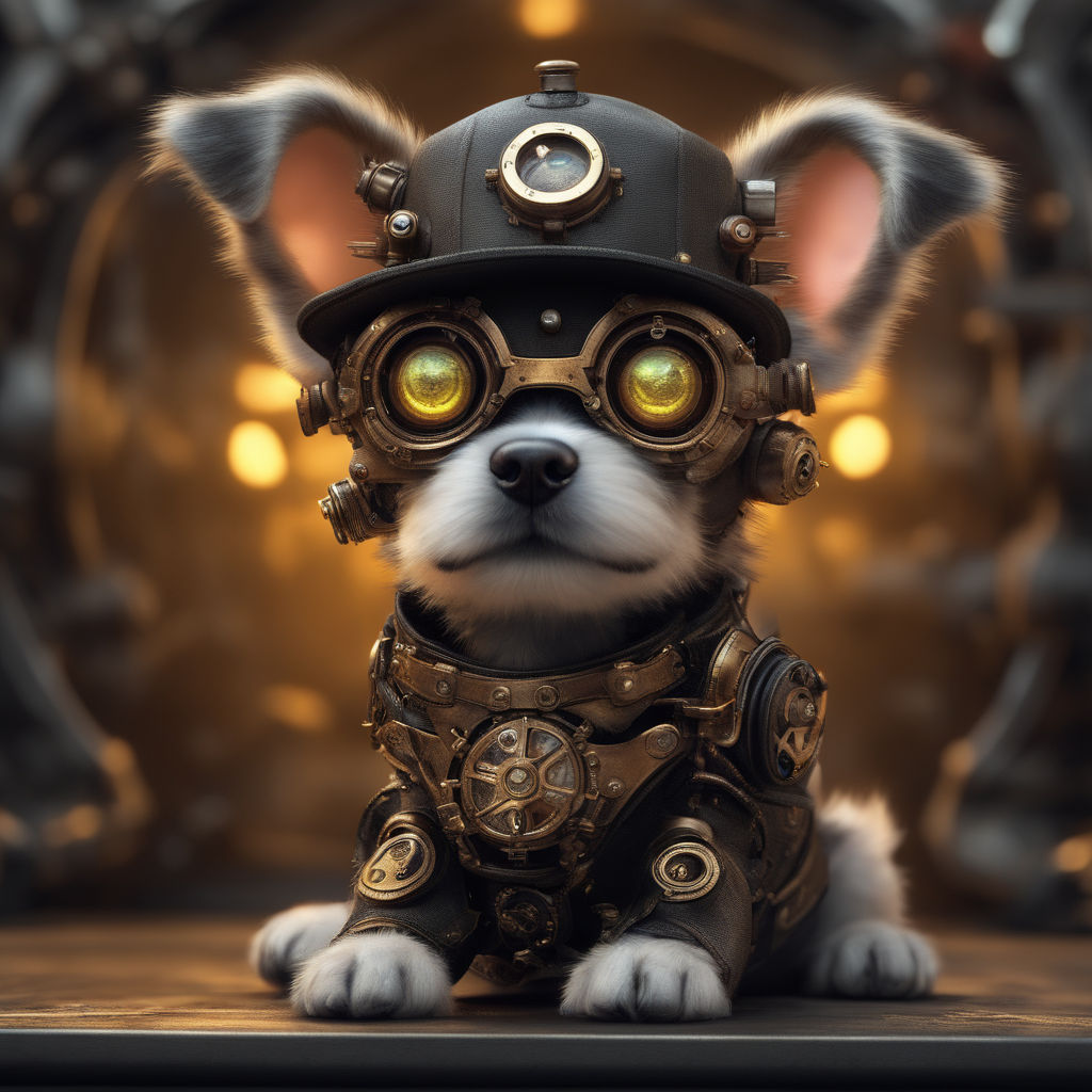 Steampunk Pitbull Dog in Clockwork Glassess Steampunk Gift #1 Jigsaw Puzzle