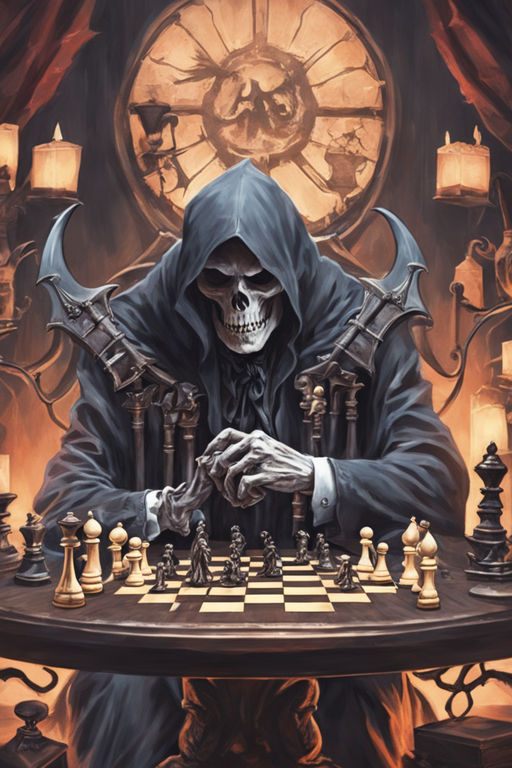 Chess, blue, drawings, eyes, game, horror, play, skull, HD phone wallpaper