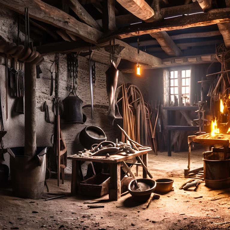 medieval blacksmith shop interior