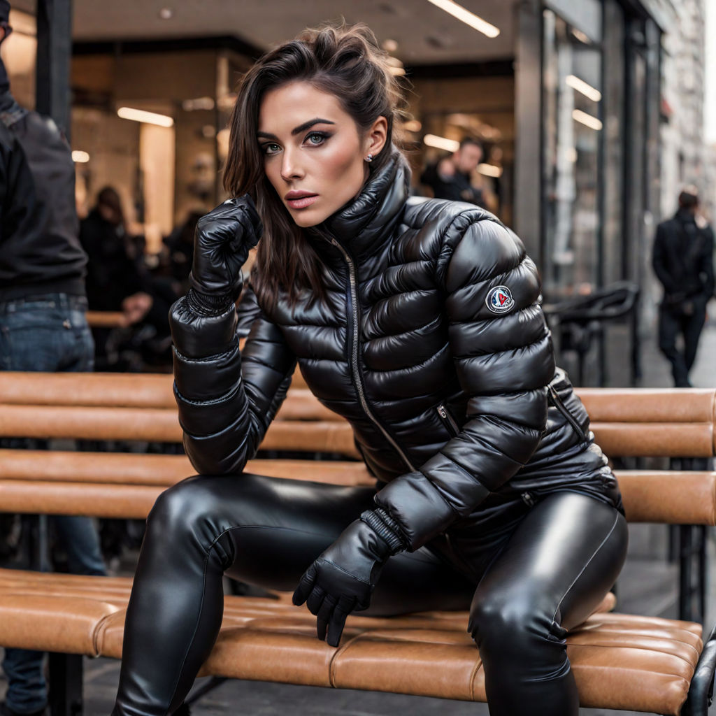 wearing shiny legging and leather gloves - Playground