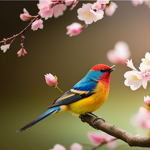 spring flowers and birds