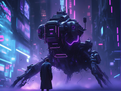 ArtStation - Lonely Cyberpunk Purple Robot 4k