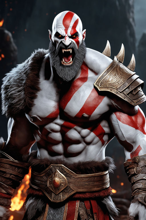 kratos is shouting in his spartan rage type - Playground