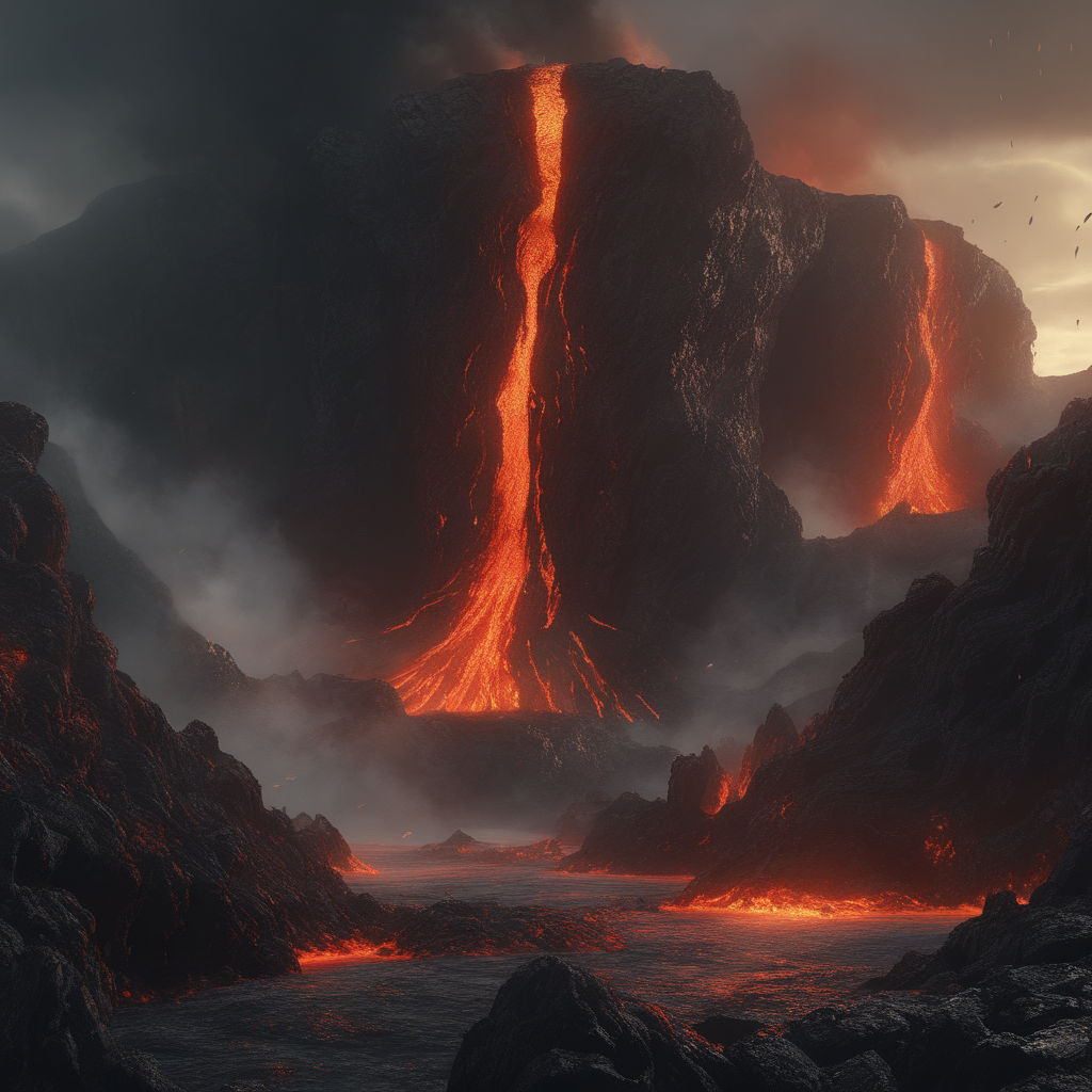 Volcano eruption in nature scene at night Vector Image