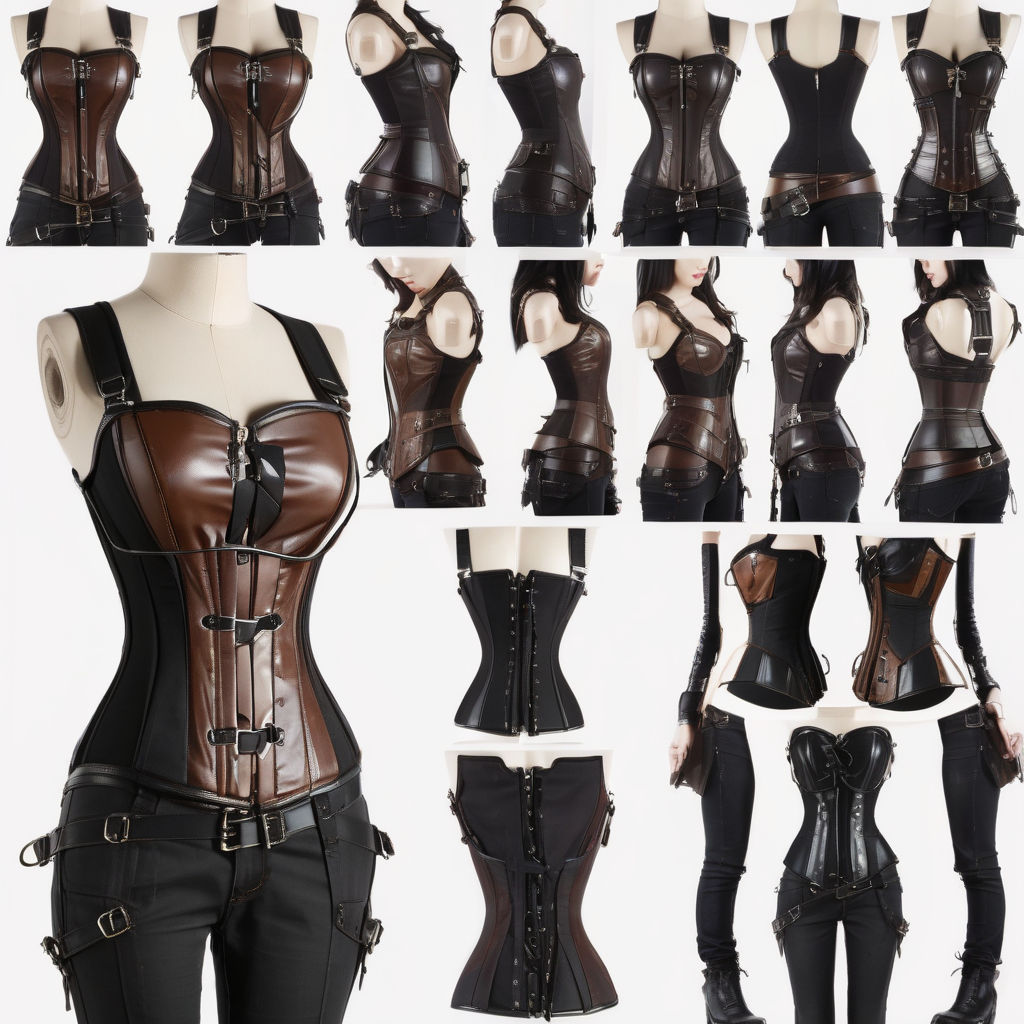 Sebastien Mens Latex Corset with 6 front buckles & adjustable shoulder strap