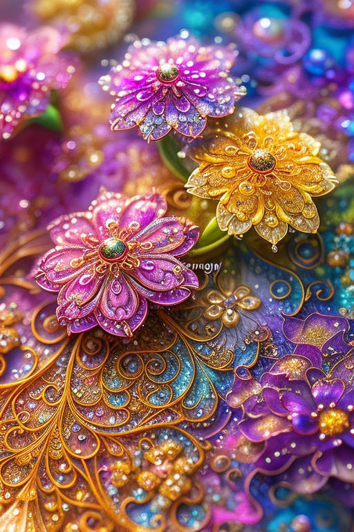 purple glitter flower