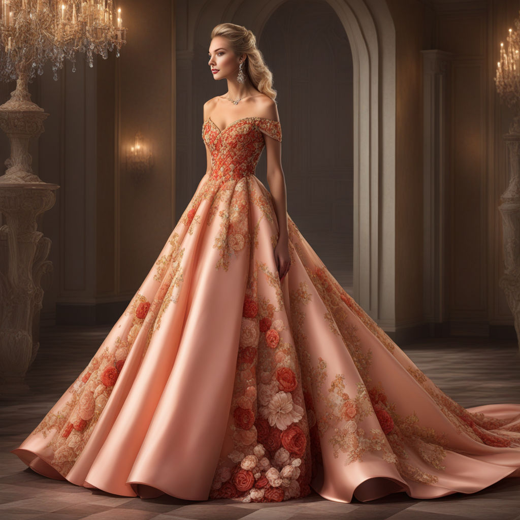 Cotton Fabric Peach Color Party Style Engaging Gown