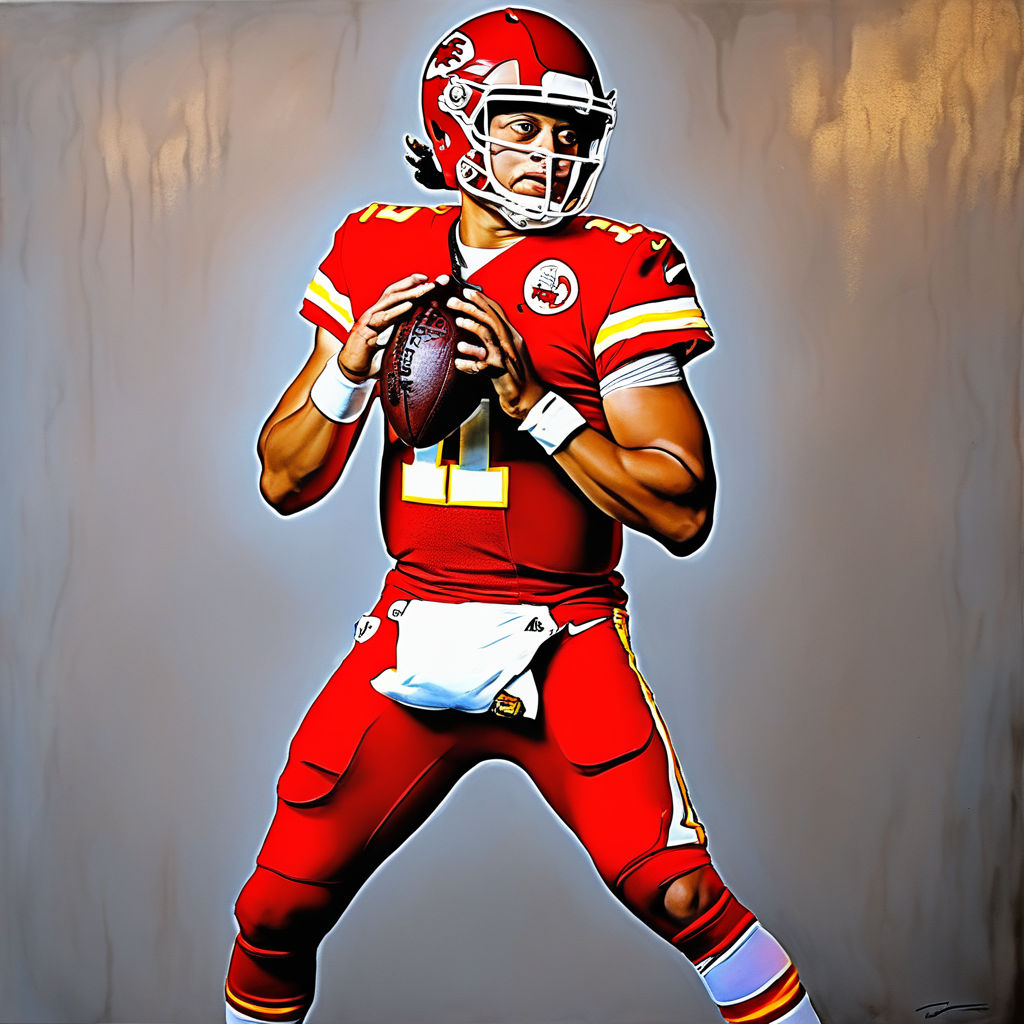 Patrick Mahomes Kansas City Chiefs Watercolor Strokes Pixel Art 1 T-Shirt