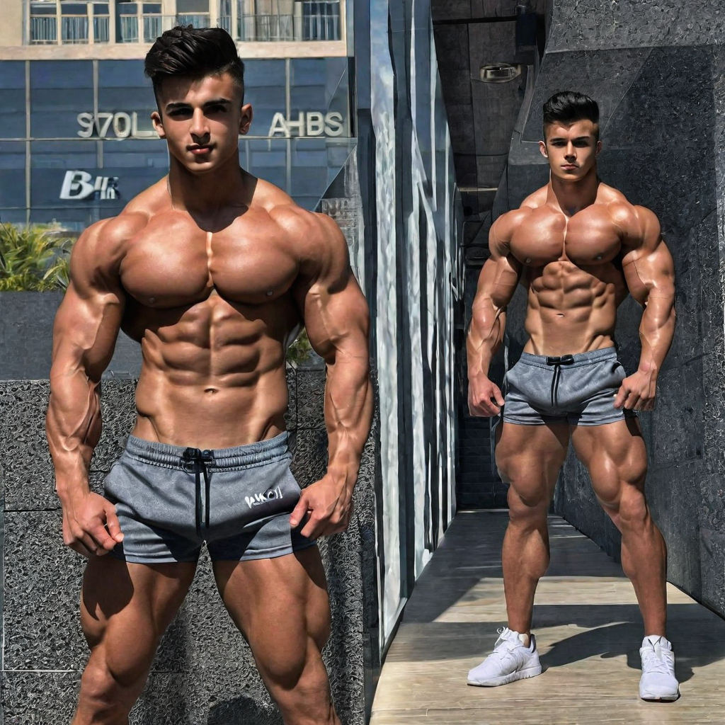 three muscular sexy gay male fit european bodybuilders