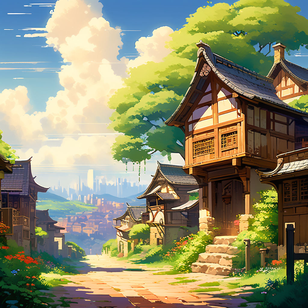 Anime Village city Backgrounds | ShopLook