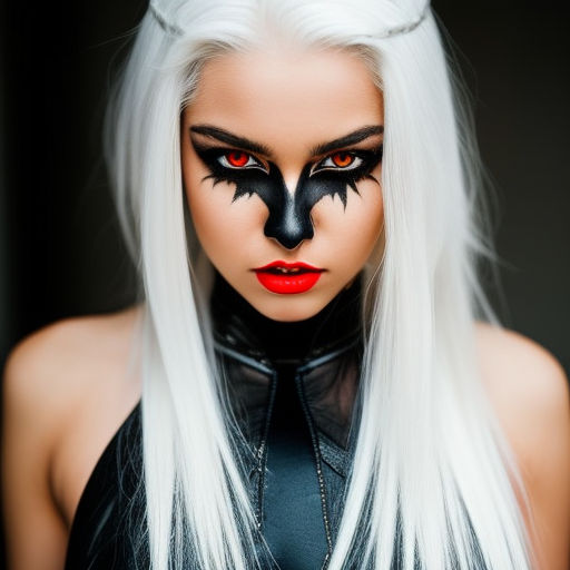 a girl with a white face paint and black makeup - Playground