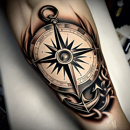 Vintage Compass Baroque Style Tattoo Design – Tattoos Wizard Designs