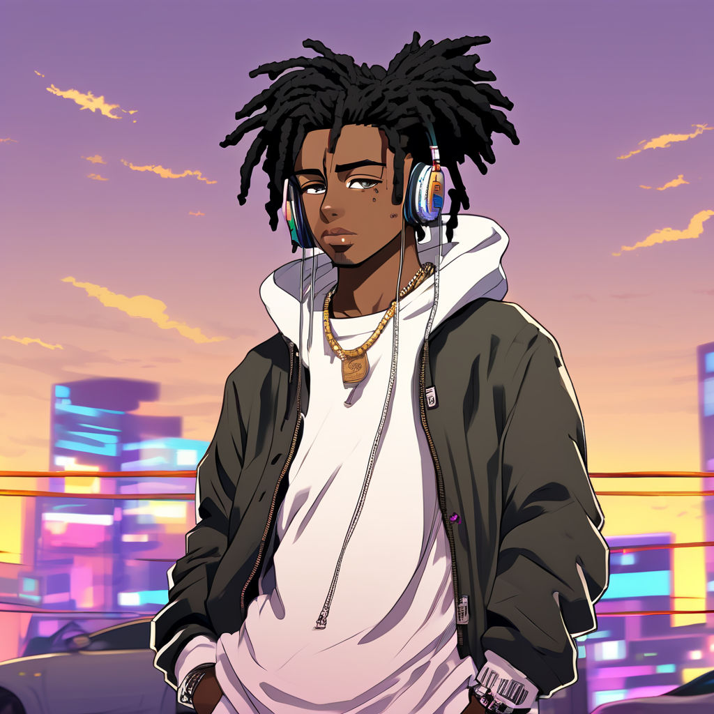 A black anime-style character with Playboi Carti-style dread... by ...