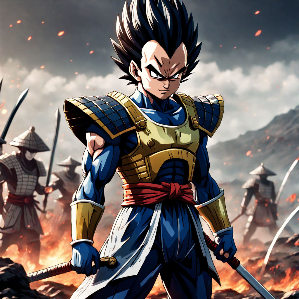 Male Anime Character Goku Super Saiyan 4 in the center, Stable Diffusion