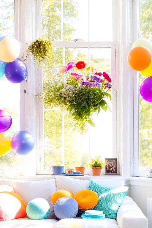 Premium AI Image  Colorful interior background birthday decorations party  generated AI