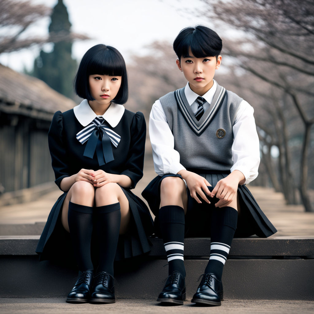 Japanese schoolgirls' hemlines are still up, but socklines are way down