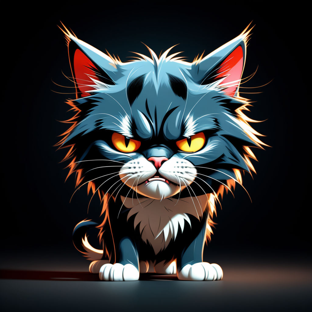 Angry Cat, Cute Kitten, Ready To Fight, Cartoon Chibi Style, Generative AI  Stock Illustration - Illustration of friendship, characters: 280974758