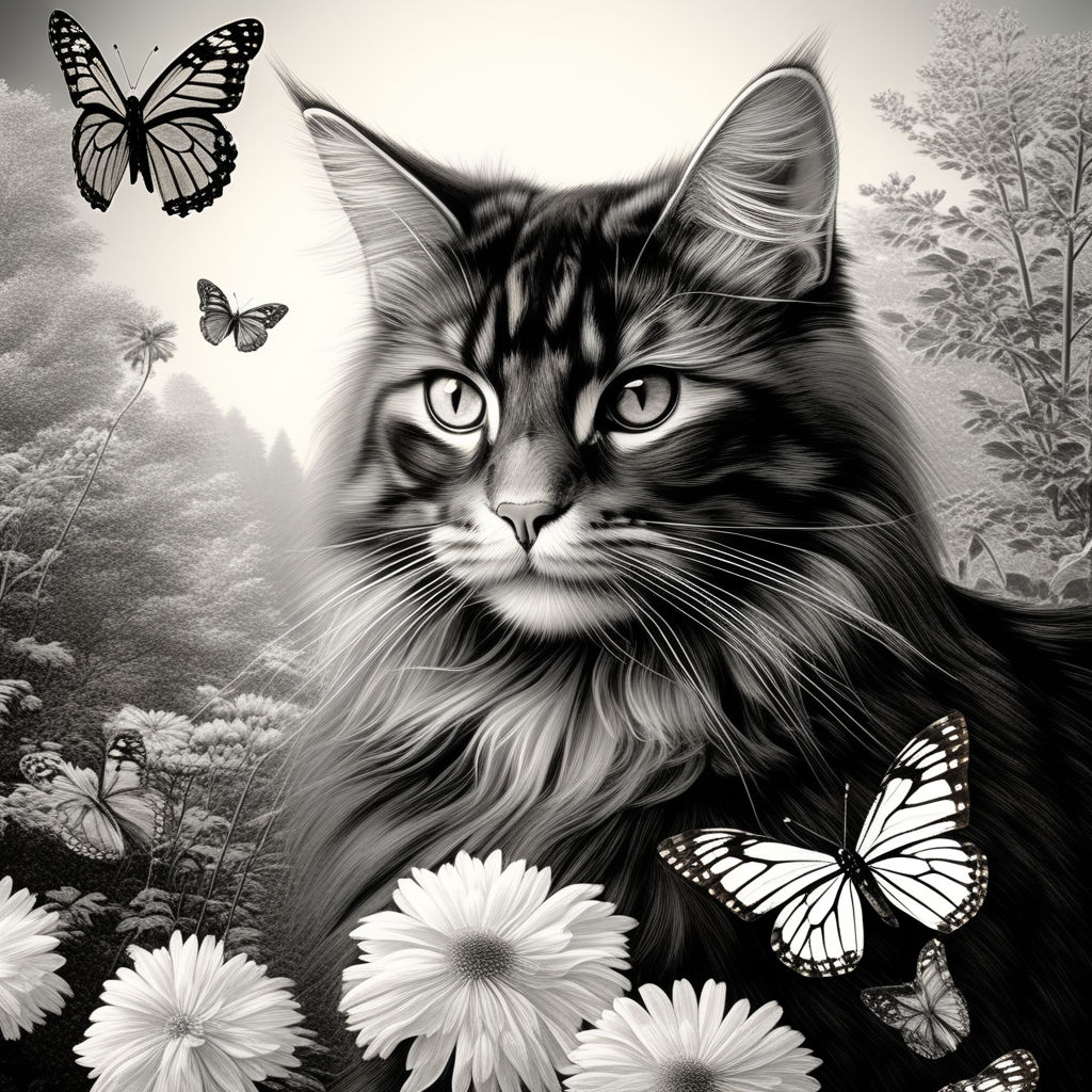 Kitten and butterfly, butterfly, drawing, cat, kitten, animal, HD wallpaper  | Peakpx