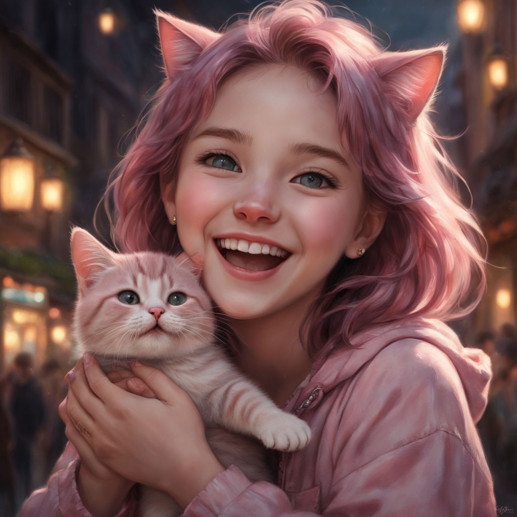 cat girl with pink hair - Playground