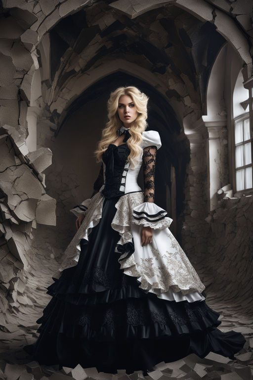 white and black gothic dress - Playground