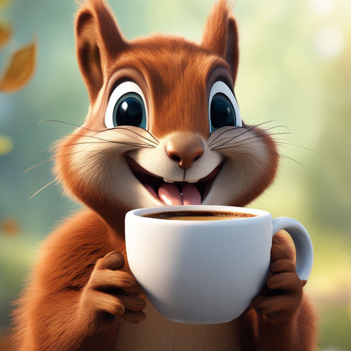 squirrel drinking coffee