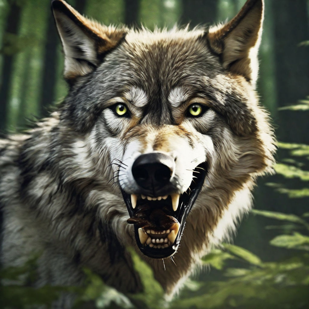 snarling wolf