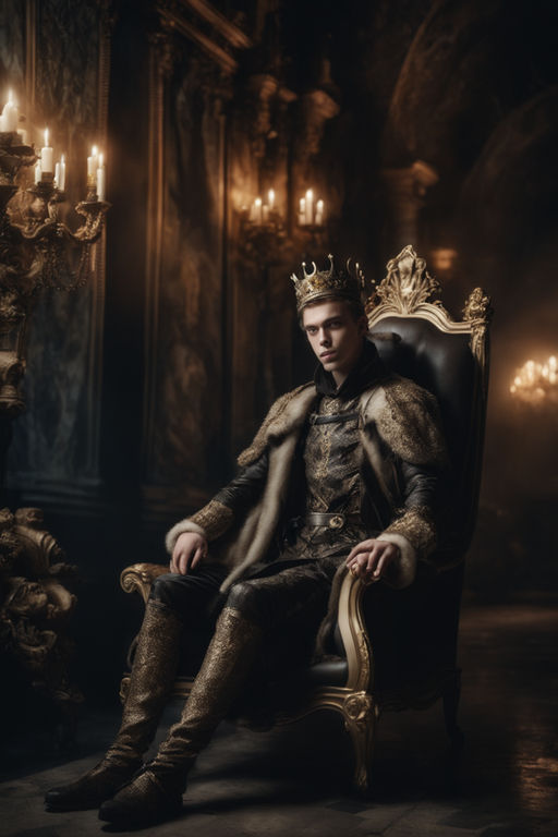 Premium AI Image  A dark fantasy art style image of a king sitting on a  throne.