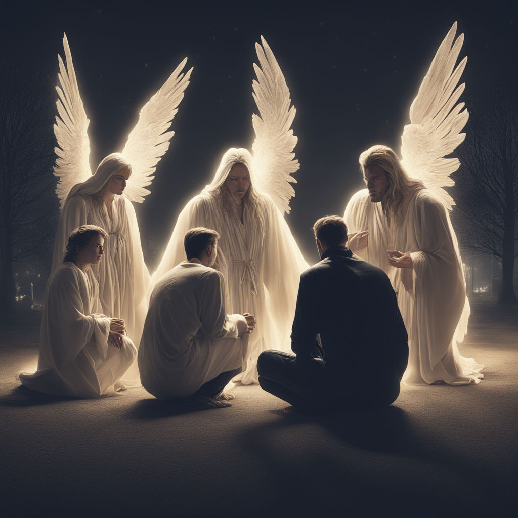 pictures of man angels in heaven