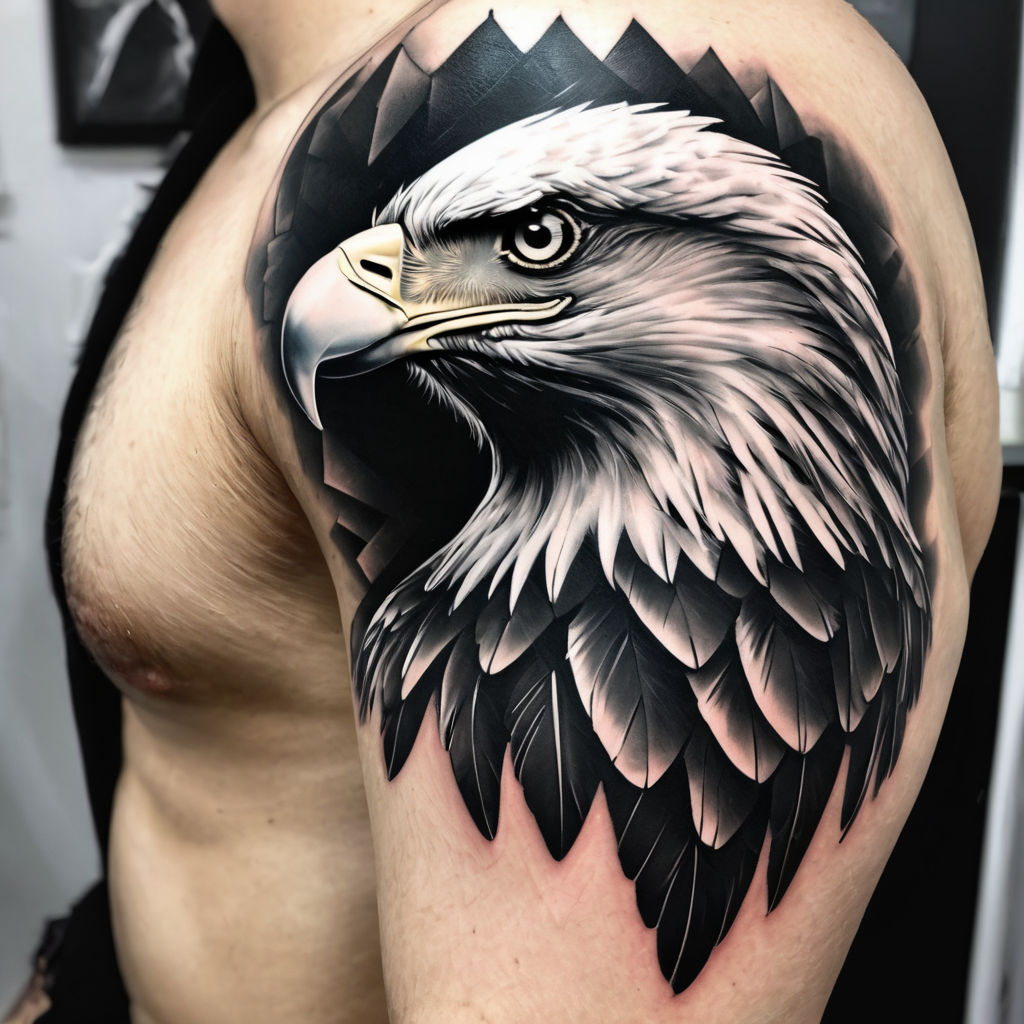 a man with a bird eagle tattoo on his arm Stock Photo - Alamy