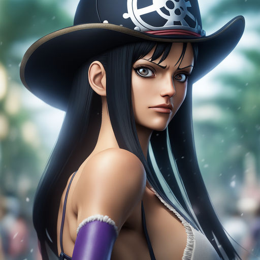 but the final image should be a clear and recognizable depiction of Nico  Robin. Pay attention to the character's distinctive features - Playground