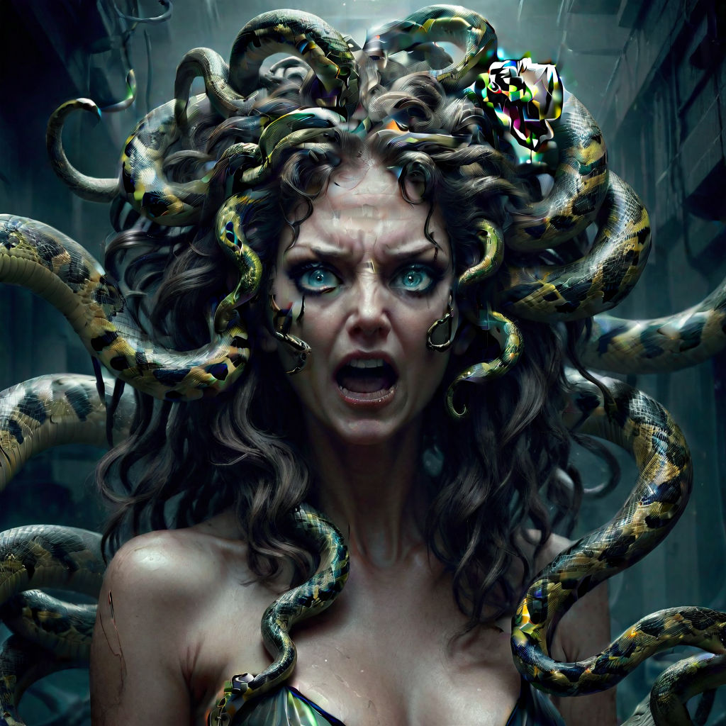 Cinematic Scene of Realistic Medusa Snake Hair · Creative Fabrica