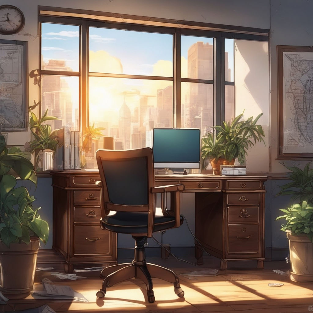 Office interior desktop anime visual novel game. Generate Ai 27736598 Stock  Photo at Vecteezy