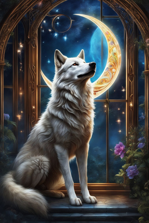 white wolves howling at the moon