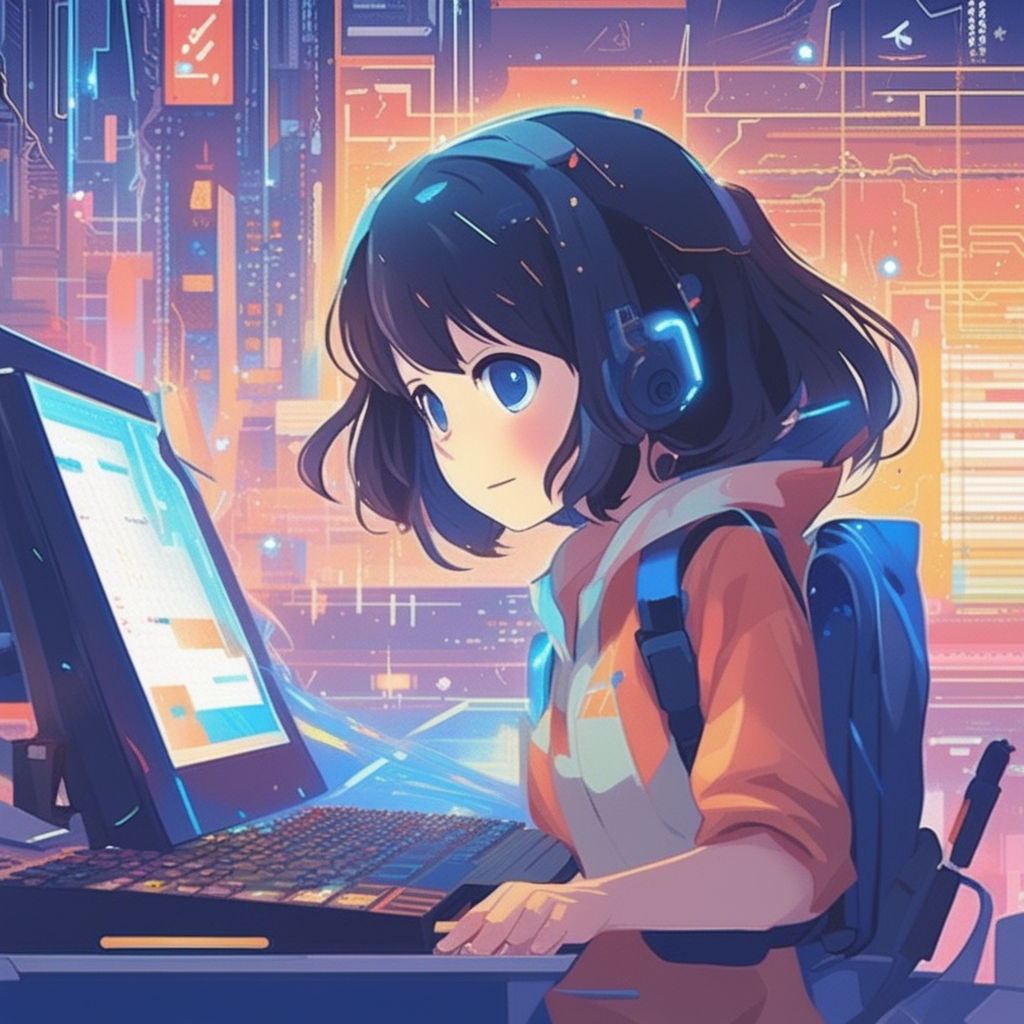 anime girl typing