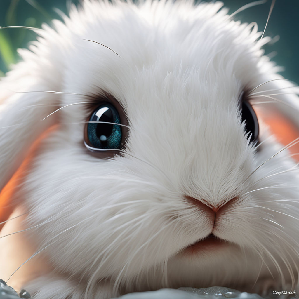 white baby bunny with blue eyes