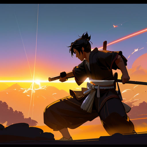 angry, face, Samurai Champloo, anime, sunset, Mugen (Samurai Champloo), red  background, anime boys, sword, weapon, Sun