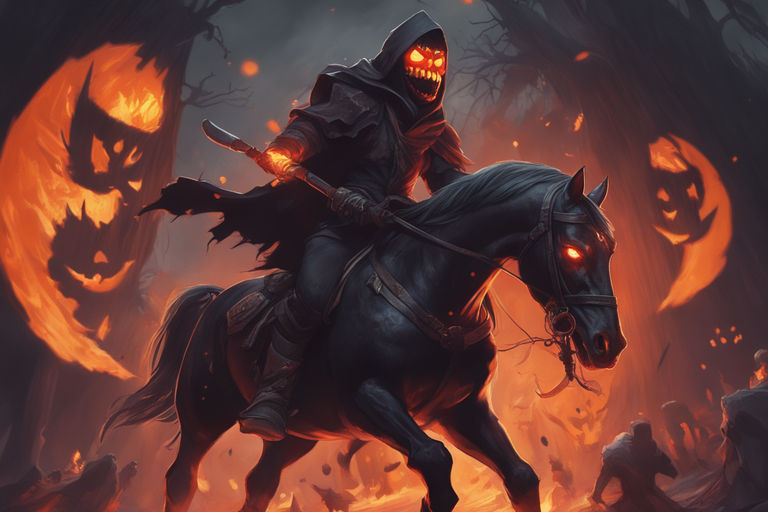 Halloween Pumpkin Curse Fire Headless Horseman