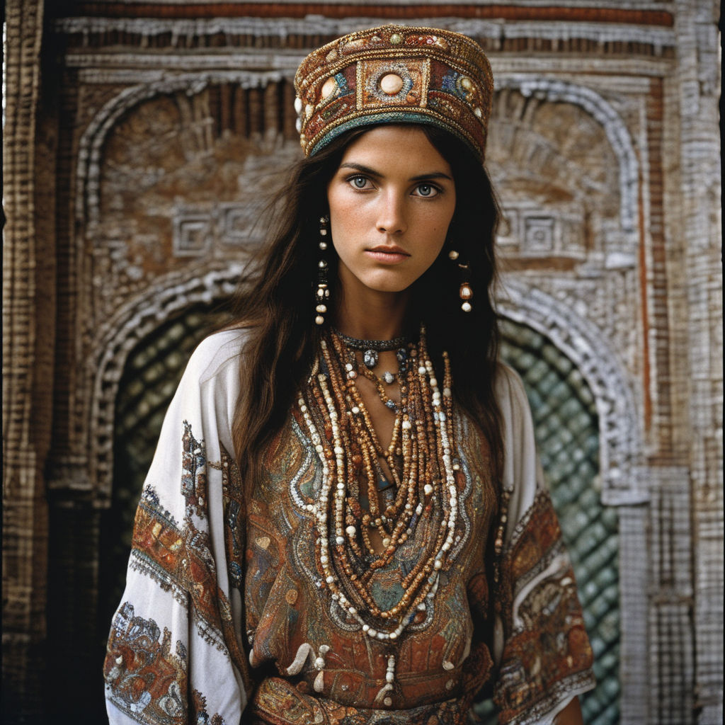 Prompt : Pretty 19-year-old woman” by Steve McCurry, 35mm, F/2.8, insanely  detailed and intricate, character, hypermaximalist, elegant, ornate,  beautiful, exotic, revealing, appealing, attractive, amative,  hyper-realistic, super detailed, full body