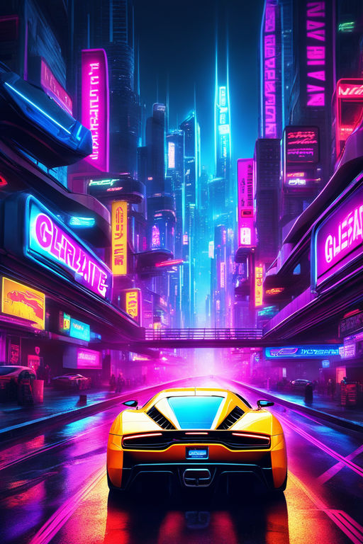 Wallpaper Car, Gun, Neon, Man, Cyberpunk, Futuristic for mobile