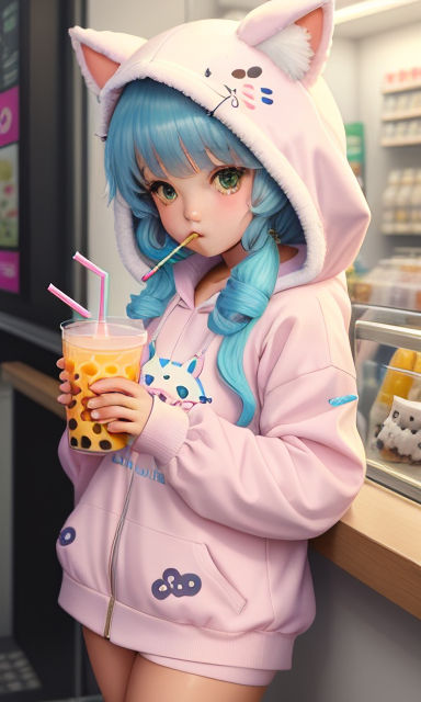 anime girl vector shaking a drink