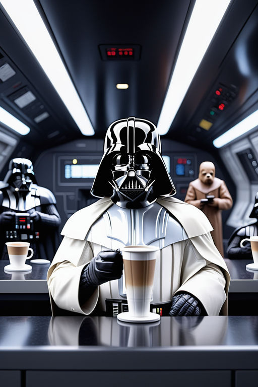 darth vader sitting alone drinking tea - Playground